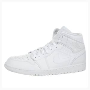 Air Jordan 1 Nike Mid Triple Chaussure De Basketball Homme Blanche | JD-651UH