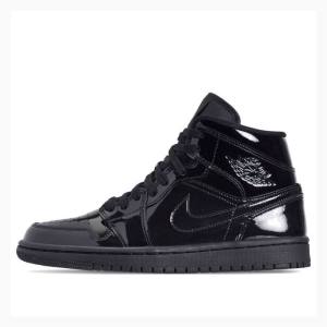 Air Jordan 1 Nike Mid Triple Vernis Chaussure De Basketball Femme Noir | JD-796GY