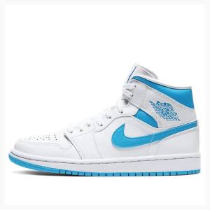 Air Jordan 1 Nike Mid UNC UNC Chaussure De Basketball Femme Bleu | JD-392JE