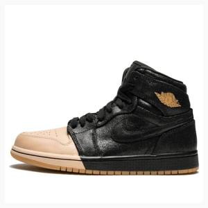 Air Jordan 1 Nike Retro HI PRM Tan Chaussure De Basketball Femme Noir Marron | JD-879MZ