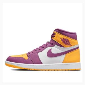 Air Jordan 1 Nike Retro High OG Brotherhood Chaussure De Basketball Homme Violette Jaune | JD-540ML