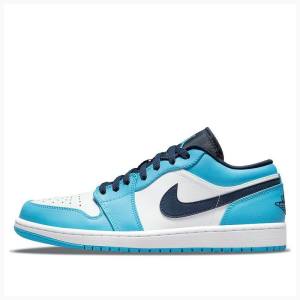 Air Jordan 1 Nike Retro Low UNC Baskets Homme Blanche Bleu | JD-721PH