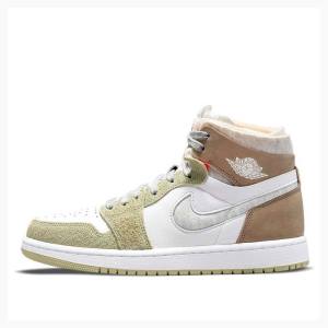 Air Jordan 1 Nike Zoom Air CMFT Aura Chaussure De Basketball Femme Blanche Grise Marron | JD-403KR