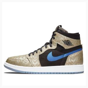 Air Jordan 1 Nike Zoom CMFT Laser Chaussure De Basketball Homme Doré Noir | JD-069DN