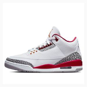 Air Jordan 3 Nike Retro Cardinal Chaussure De Basketball Homme Blanche Rouge | JD-532EO