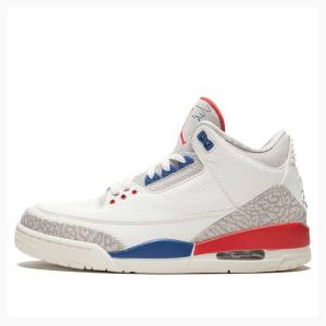 Air Jordan 3 Nike Retro Charity Game Chaussure De Basketball Homme Blanche Bleu Rouge | JD-483NT