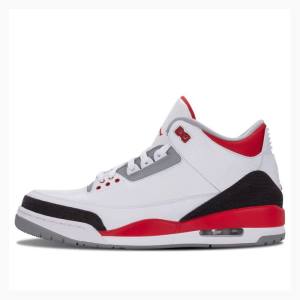 Air Jordan 3 Nike Retro Fire Red Chaussure De Basketball Homme Blanche Noir Rouge | JD-265IZ