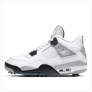 Air Jordan 4 Nike Golf Cement Chaussure De Basketball Homme Blanche Noir Rouge | JD-689KC