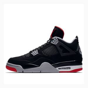 Air Jordan 4 Nike Retro Bred Chaussure De Basketball Homme Noir Rouge | JD-345HV