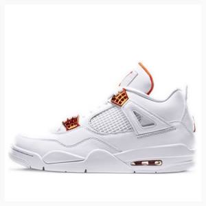 Air Jordan 4 Nike Retro Metallic Pack Chaussure De Basketball Homme Blanche Orange | JD-267JG