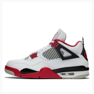 Air Jordan 4 Nike Retro OG Fire Red Chaussure De Basketball Homme Blanche Rouge | JD-370FP