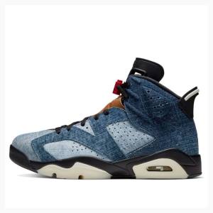 Air Jordan 6 Nike Retro Washed Denim Chaussure De Basketball Homme Noir Bleu | JD-287GM