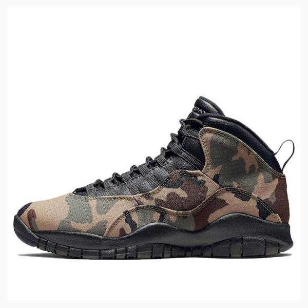 Air Jordan 10 Nike Retro Woodland Camo Chaussure De Basketball Homme Marron Vert | JD-346RP