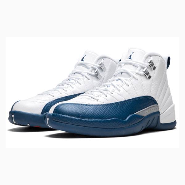 Air Jordan 12 Nike Retro French Chaussure De Basketball Homme Blanche Bleu | JD-849YN