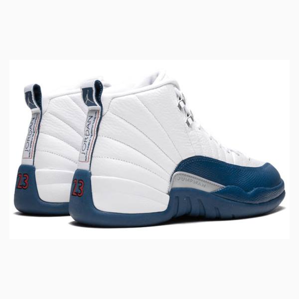 Air Jordan 12 Nike Retro French Chaussure De Basketball Homme Blanche Bleu | JD-849YN