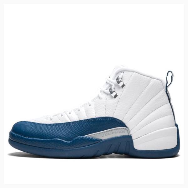 Air Jordan 12 Nike Retro French Chaussure De Basketball Homme Blanche Bleu | JD-849YN