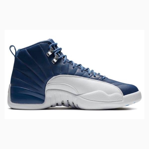 Air Jordan 12 Nike Retro Indigo Chaussure De Basketball Homme Blanche Bleu | JD-462PW