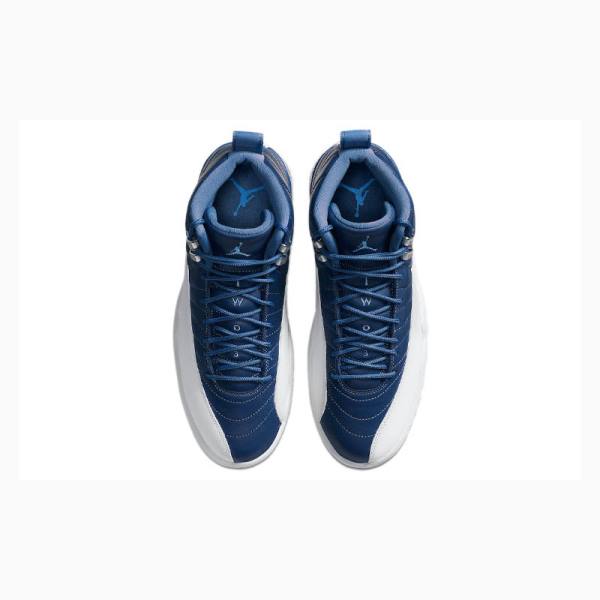 Air Jordan 12 Nike Retro Indigo Chaussure De Basketball Homme Blanche Bleu | JD-462PW