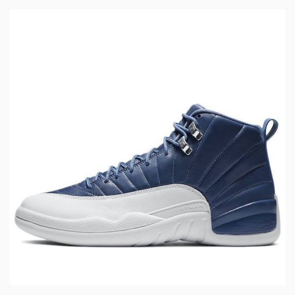 Air Jordan 12 Nike Retro Indigo Chaussure De Basketball Homme Blanche Bleu | JD-462PW