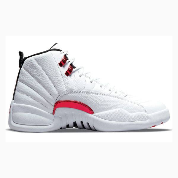 Air Jordan 12 Nike Retro Twist Chaussure De Basketball Homme Blanche Rouge | JD-152WT