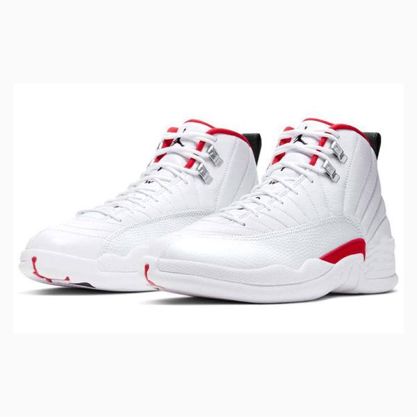 Air Jordan 12 Nike Retro Twist Chaussure De Basketball Homme Blanche Rouge | JD-152WT