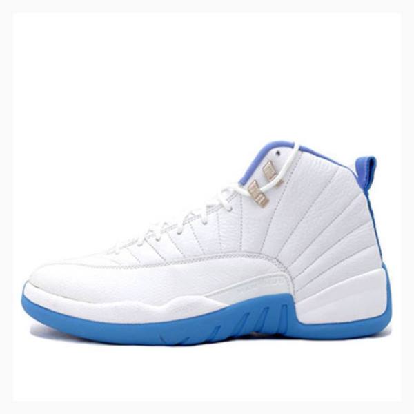 Air Jordan 12 Nike Retro UNC Chaussure De Basketball Femme Blanche Bleu | JD-435EI