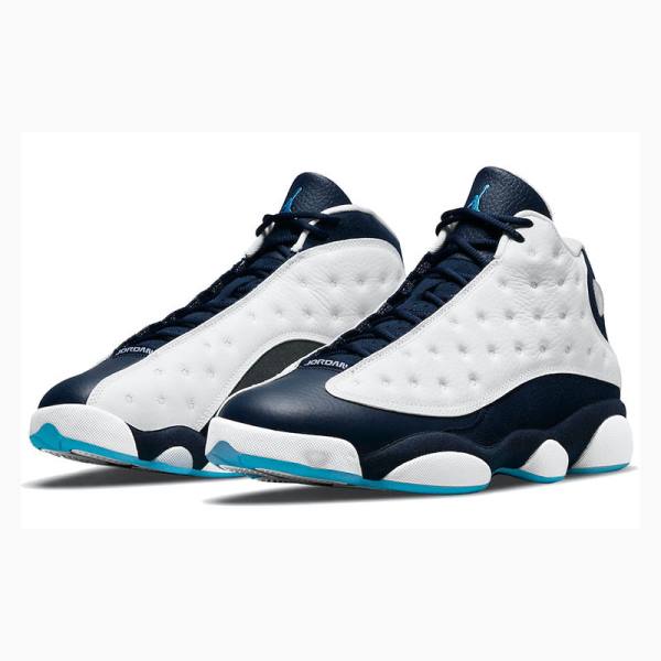 Air Jordan 13 Nike Retro Obsidian powder Chaussure De Basketball Homme Blanche Bleu | JD-528NP