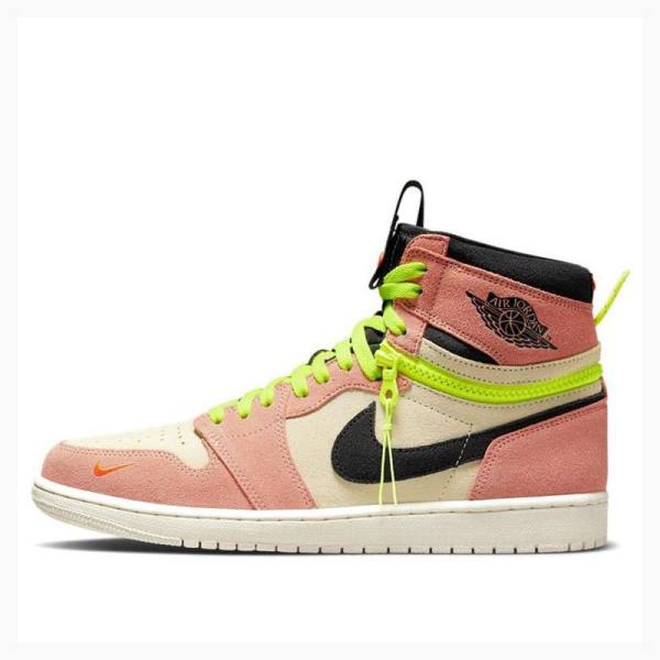 Air Jordan 1 Nike High Switch Peach Chaussure De Basketball Homme Noir Rose Vert | JD-589NQ