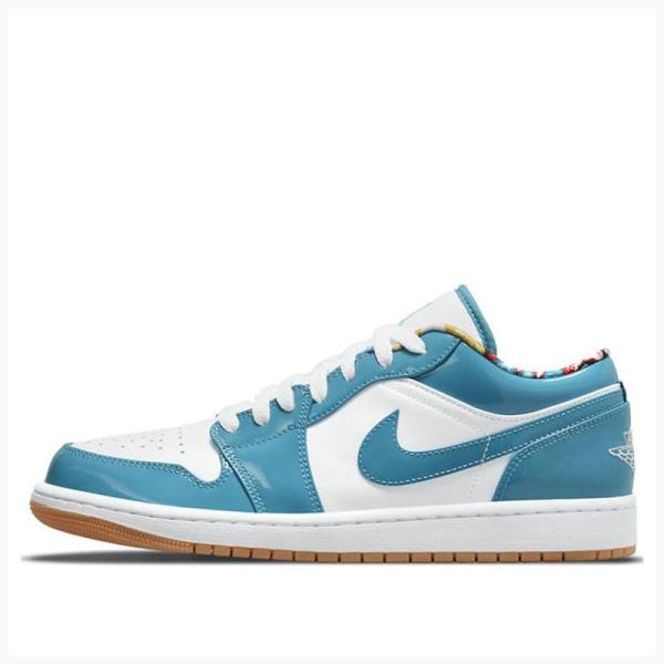 Air Jordan 1 Nike Low Barcelona Cyber Teal Baskets Homme Blanche Bleu | JD-687SF