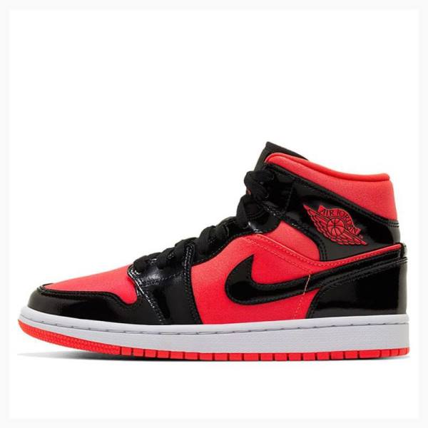 Air Jordan 1 Nike Mid Bright Crimson Chaussure De Basketball Femme Rouge Noir | JD-915QA