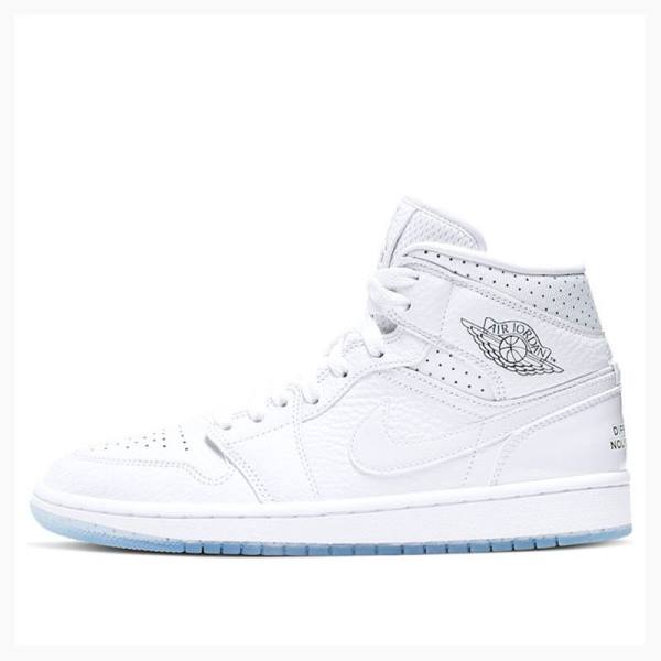 Air Jordan 1 Nike Mid Chaussure De Basketball Femme Blanche | JD-537GS