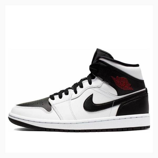 Air Jordan 1 Nike Mid Chaussure De Basketball Femme Blanche Noir | JD-978NV