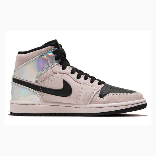 Air Jordan 1 Nike Mid Iridescent Chaussure De Basketball Femme Rose Noir | JD-512EL