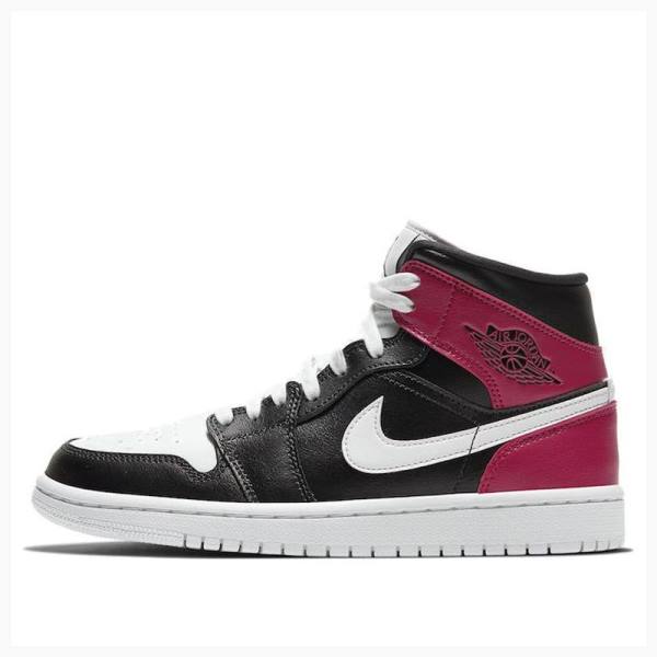 Air Jordan 1 Nike Mid Noble Chaussure De Basketball Femme Rouge Noir | JD-028PV