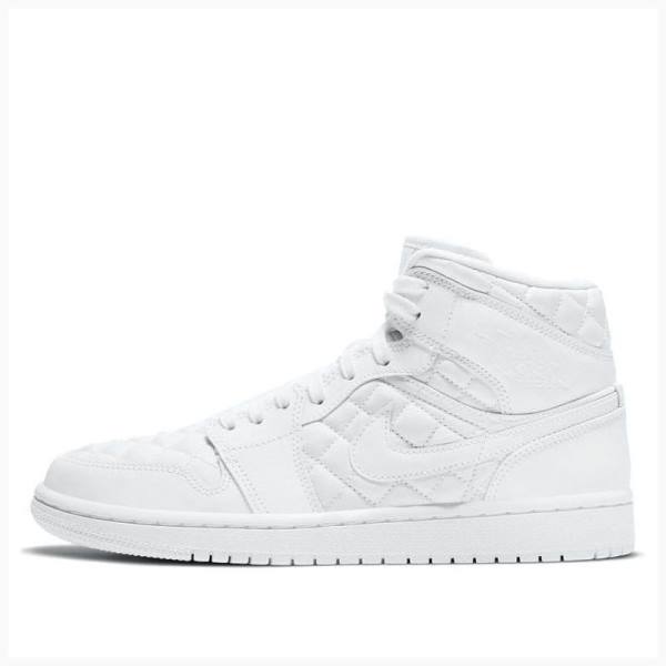 Air Jordan 1 Nike Mid SE Quilted Chaussure De Basketball Femme Blanche | JD-057IX