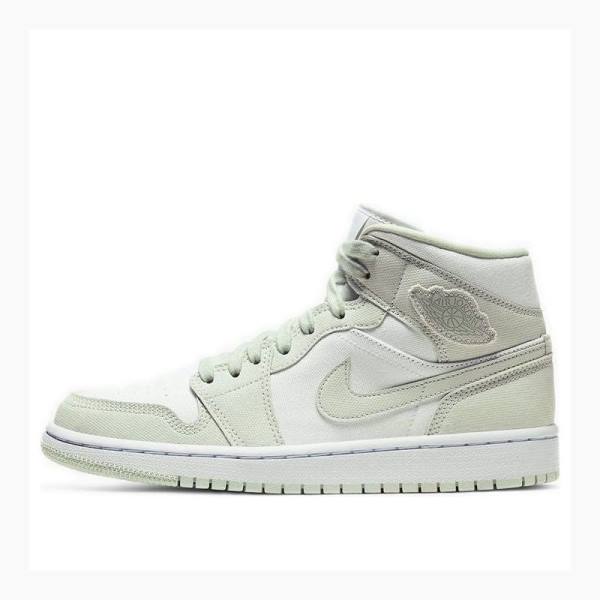 Air Jordan 1 Nike Mid Spruce Aura Chaussure De Basketball Femme Vert Blanche | JD-691NO