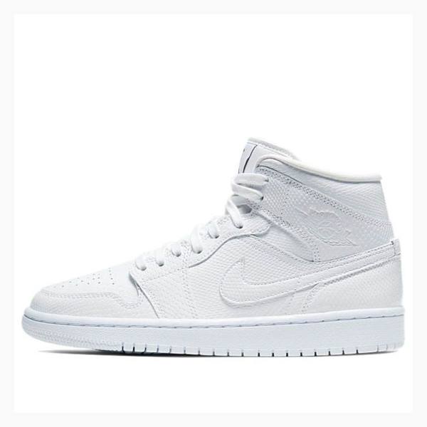 Air Jordan 1 Nike Mid \'White Snakeskin\'(W) Chaussure De Basketball Femme Blanche | JD-174GL