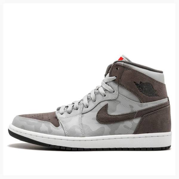 Air Jordan 1 Nike Retro High Premium \'Grey Camo\' Chaussure De Basketball Homme Grise Marron | JD-750EL