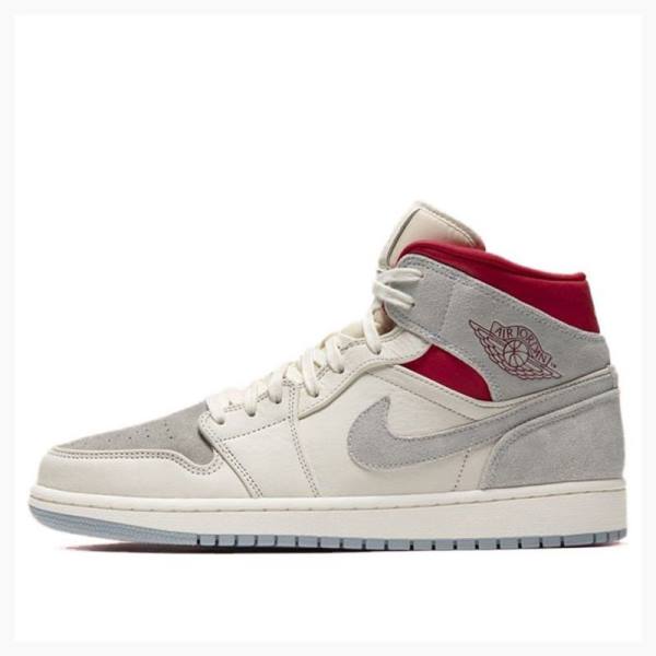 Air Jordan 1 Nike X Basketsnstuff Mid Past Presenthite Chaussure De Basketball Homme Grise Rouge | JD-710TA