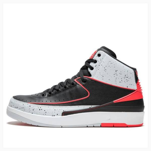 Air Jordan 2 Nike Retro Black Infrared Chaussure De Basketball Homme Blanche Noir Rouge | JD-362VJ