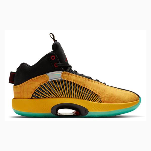 Air Jordan 35 Nike Dynasties Chaussure De Basketball Homme Jaune Noir | JD-648HZ