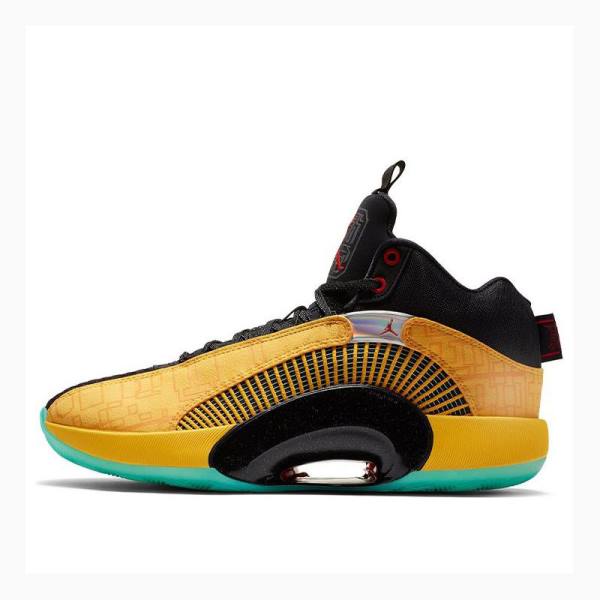 Air Jordan 35 Nike Dynasties Chaussure De Basketball Homme Jaune Noir | JD-648HZ