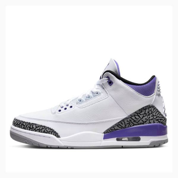 Air Jordan 3 Nike Retro Dark Iris Chaussure De Basketball Homme Blanche Violette | JD-682AC