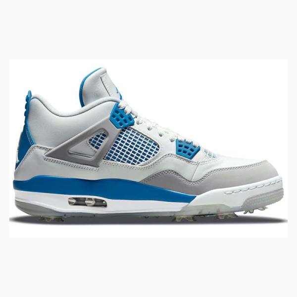 Air Jordan 4 Nike Golf Military Chaussure De Basketball Homme Blanche Bleu | JD-698UD