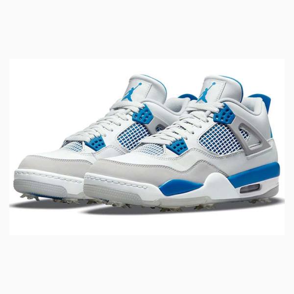 Air Jordan 4 Nike Golf Military Chaussure De Basketball Homme Blanche Bleu | JD-698UD