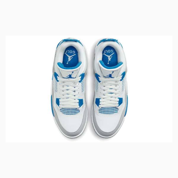 Air Jordan 4 Nike Golf Military Chaussure De Basketball Homme Blanche Bleu | JD-698UD