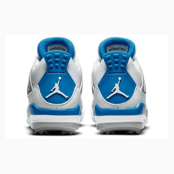 Air Jordan 4 Nike Golf Military Chaussure De Basketball Homme Blanche Bleu | JD-698UD