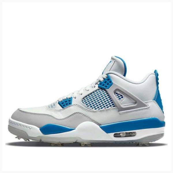 Air Jordan 4 Nike Golf Military Chaussure De Basketball Homme Blanche Bleu | JD-698UD