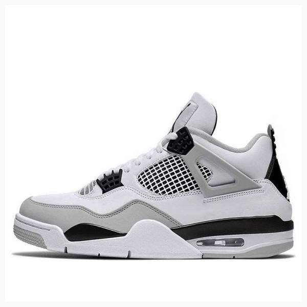 Air Jordan 4 Nike Retro Military Black Chaussure De Basketball Homme Blanche Argent | JD-384DW