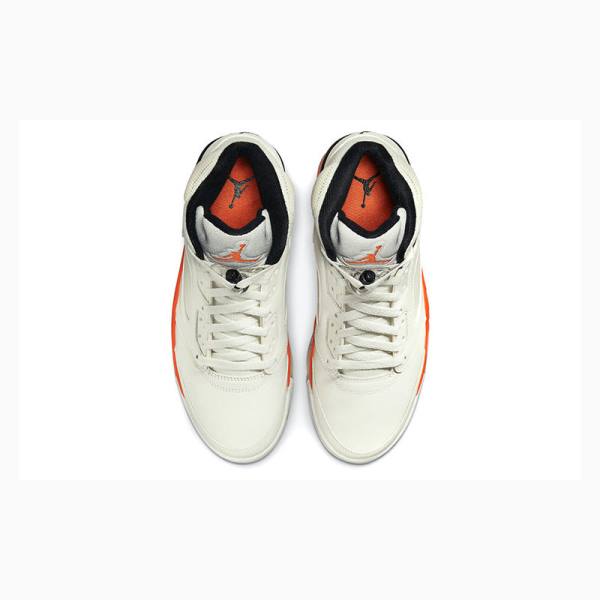 Air Jordan 5 Nike Retro Shattered Backboard Chaussure De Basketball Homme Blanche Orange | JD-876GP